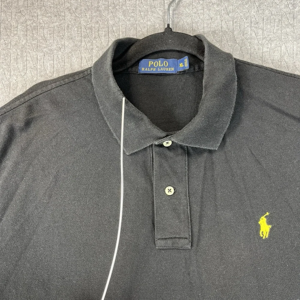 Polo Ralph Lauren Men's Black shirt XL Yellow pony short sleeve golf relaxed fit